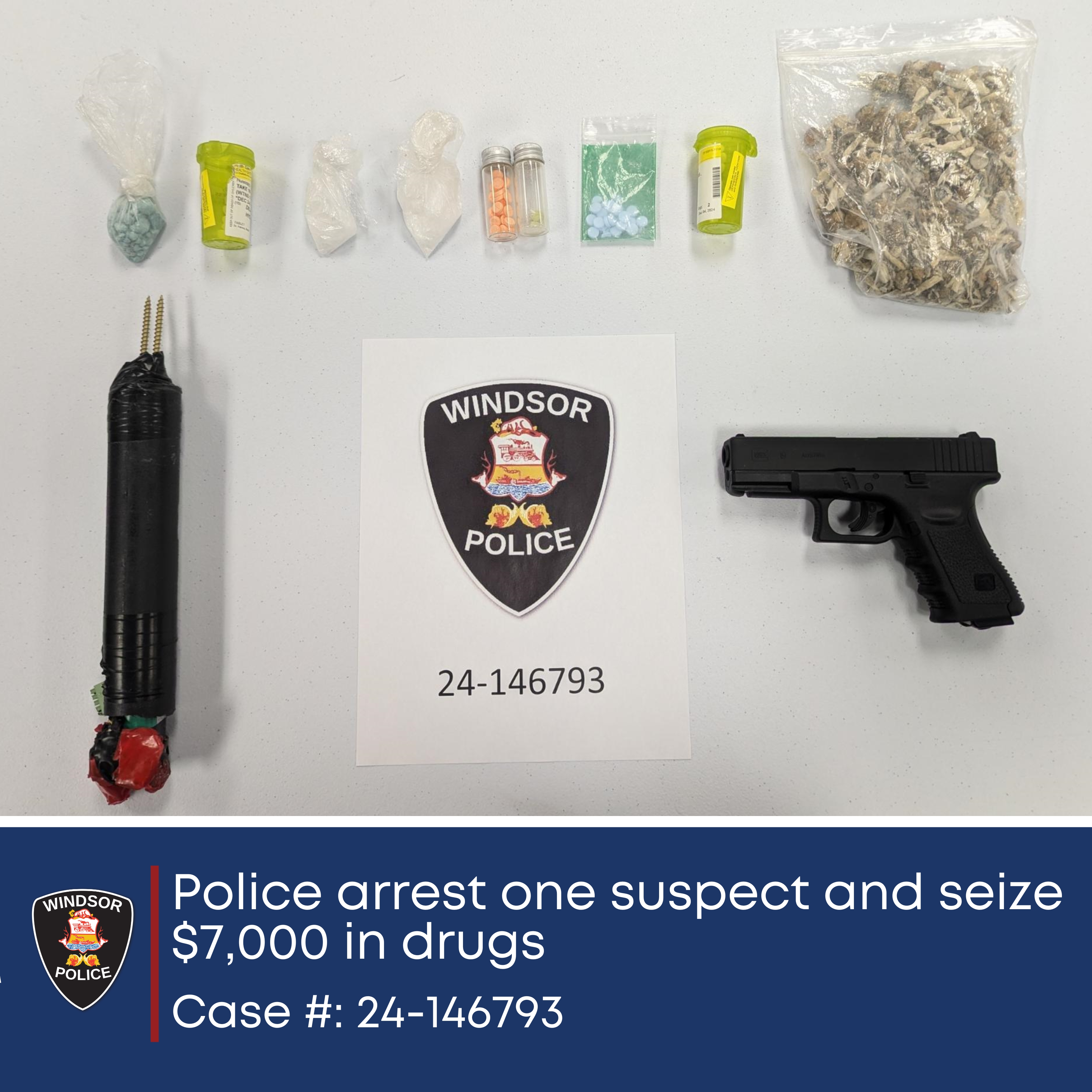 Image of drugs and weapons seized by police.