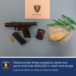 Seized drugs and weapons.